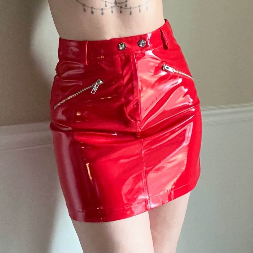 I.AM.GIA red pvc mini skirt